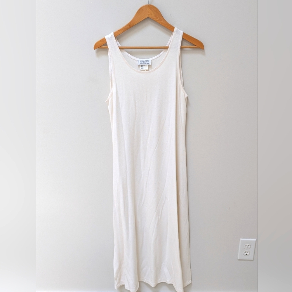 Vintage Y2K Minimalist Tank Dress | Valenti | Ivory Off-White | M